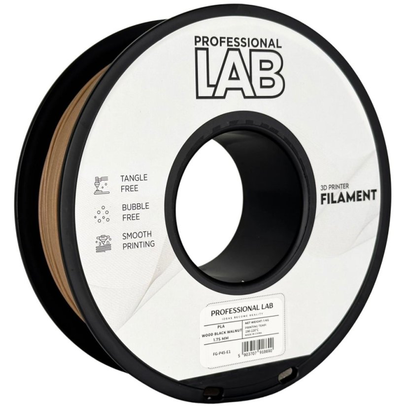 Professional Lab PLA Wood Filament - Black Walnut 1 kg / 1,75 mm