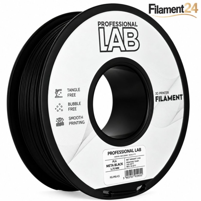 Professional Lab PLA Filament - Meta black 1 kg / 1,75 mm