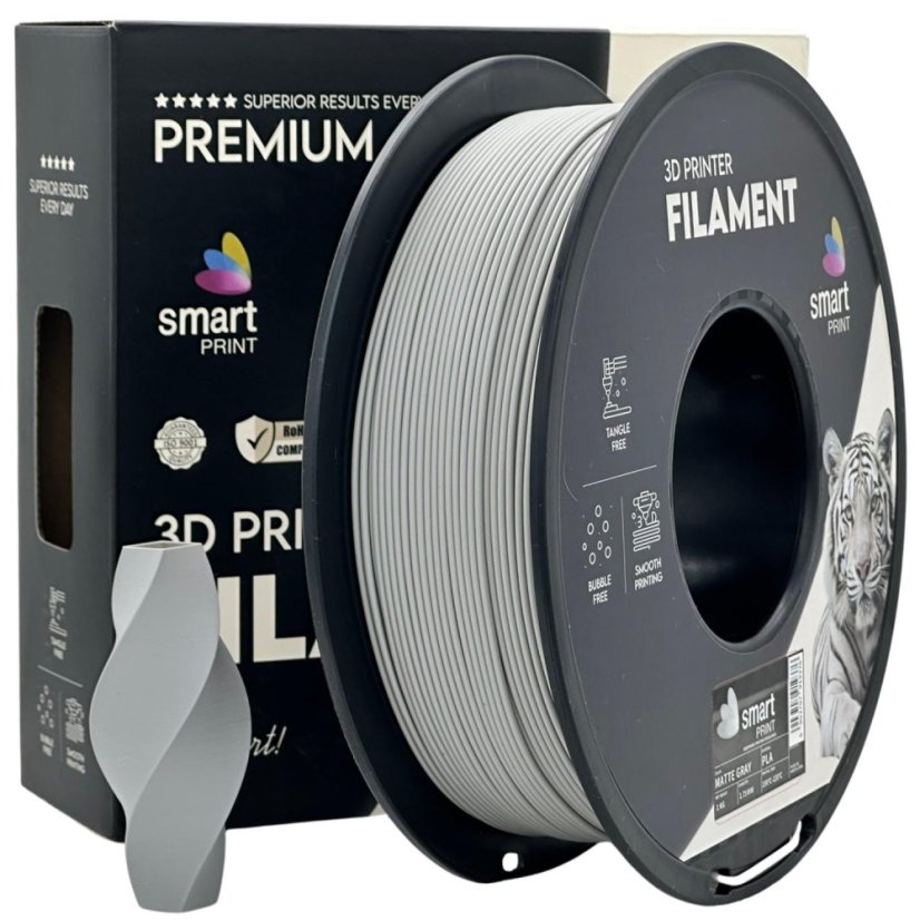 Smart Print PLA Filament - Matte gray 1 kg / 1,75 mm