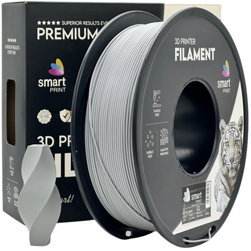 Smart Print PLA Filament - Metallic graye (Meta gray) 1 kg / 1,75 mm