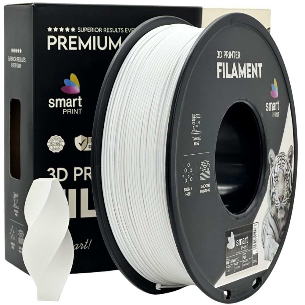 Smart Print PLA Filament - Blanco metálico (Meta white) 1 kg / 1,75 mm